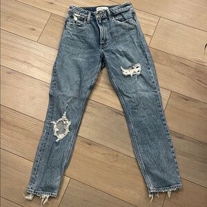 Abercrombie & Fitch High Rise Mom Jeans- Curve Love- Blue